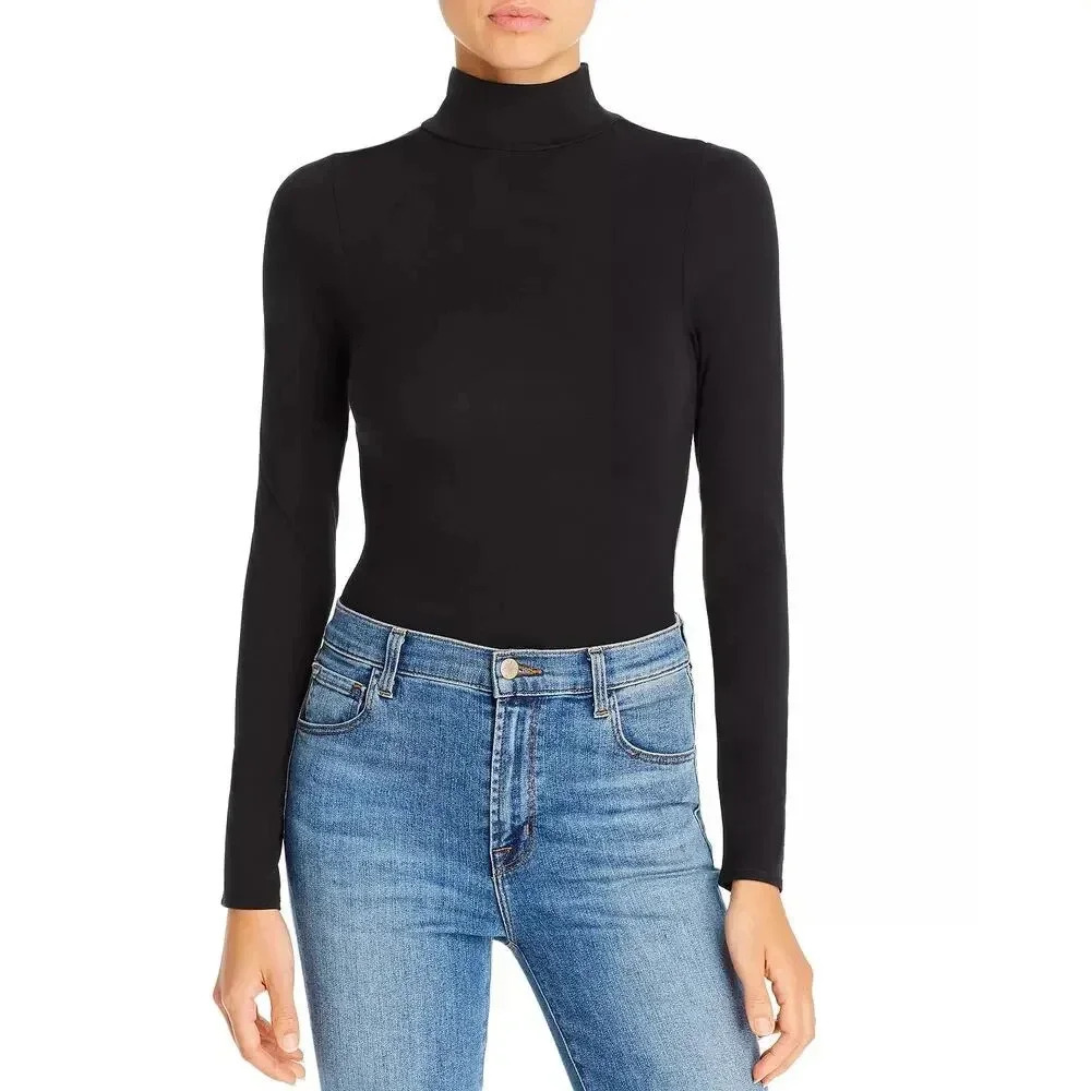 NWT Good American Ruched Side Turtleneck Bodysuit Long Sleeve Black Plus 4XL